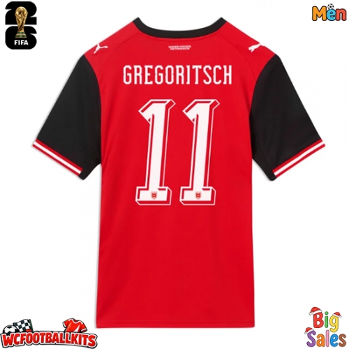 Austria Michael Gregoritsch #11 Replica Home Stadium Shirt World Cup 2026 Short Sleeve